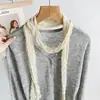 Bufanda plisada retorcida de color liso estilo coreano para otoño, pañuelo de cuello de moda, cinturón decorativo, bufanda de algodón y lino, al por mayor