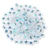 100/pacote contas de alfabeto oblato acrílico contas oblato cor transparente material de contas feitas à mão faça você mesmo