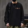 Camiseta Masculina de Manga Longa da Marca Tendência de Outono Design Americano High Street Senso Casual Top Camiseta para Homens LOGO Personalizável