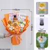 Boneca de Buquê de Girassol Tricotado Flor de Tricô Feita à Mão Presente para Vestibular, Provas de Ingresso na Faculdade, 18º Aniversário e Formatura