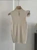Chaleco de punto hueco abotonado con cuello alto KEKEZOON, camiseta base sin mangas ajustada, adecuado tanto para llevar por dentro como por fuera 8772