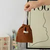Bolsa de almacenamiento de pana de color sólido de gran capacidad, bolsa de cosméticos con cordón, bolso rojo portátil para mujer, monedero