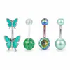 Anel de Umbigo Borboleta Mais Vendido da Amazon, Anel de Umbigo de Plástico Transparente com Glitter, Conjunto de Joias para Piercing de Aço Inoxidável