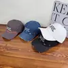 Gorra de Béisbol Estilo Americano Desgastada para Mujer con Bordado de Letras, Mezclilla Lavada, Ala Ancha, Visera para Adelgazar la Cara, Protección Solar, Gorra de Pico para Hombre