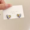 Pendientes de botón con diseño de dopamina en color dulce y fresco con aguja de plata S925 original, pendientes de amor irregulares de nicho 7419