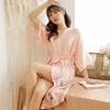 Pijama de verano para mujer, camisón sexy de seda helada, bata de baño de manga corta de talla grande, bata de novia de seda sintética, fabricantes al por mayor