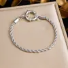 Pulseira de Corrente Torcida, Aço Inoxidável Banhado a Ouro Fecho de Mola, Estilo Minimalista Europeu e Americano, Joia Versátil de Alta Qualidade
