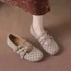 Zapatos de mujer de estilo coreano de un solo color con plataforma interior, estilo relajado 2026, punta redonda, boca poco profunda, diseño de lunares, suela suave casual