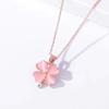 Pulsera Transfronteriza de Trébol de Cuatro Hojas Ojo de Gato Diamante Rosa Flor Colgante Collar Joyería de Moda para Niña Set Flor de Durazno Rosa