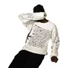 Moda Otoñal Hombres y Mujeres Calle Tendencia Retro Estampado Cuello Redondo Sudadera Camiseta de Manga Larga Y2K Ropa Transfronteriza Europea y Americana