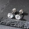 Clavo de Oreja de Acero Inoxidable de Varilla Fina Tornillo de Zirconia Tapón de Oreja Clavo de Oreja Libre para Dormir Pendientes de Moda de Nicho Unisex