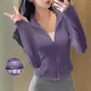 Chamarra de Yoga con Forro de Felpa para Mujer, Temporada de Primavera, Corte Ajustado, Cuello Alto, Cardigan con Cierre, Ropa para Correr y Fitness