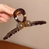 Pinza para el pelo de estrella con garra y estampado de leopardo estilo retro, dulce y fresca, para recogidos, pinza de acetato de gato y tiburón, accesorio de pelo elegante en forma de corazón