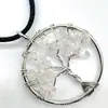 Colgante Redondo de 30 mm Árbol de la Vida Cristal Natural Ágata Árbol Colorido Árbol de la Fortuna Grava Envuelto en Alambre Accesorios Ecológicos