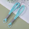 Lanyard para teléfono macaron de doble capa con bloques de color, cuerda tejida de color dopamina, accesorio para llaves y teléfono, correa de muñeca anticaída