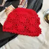 Novo Turbante de Flores Tridimensionais Vazadas Retro de Nicho Chapéu de Tricô Feito à Mão Respirável Versátil Chapéu Turbante que Afina o Rosto