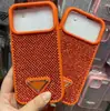 Adecuado para Apple 17Promax Logo Triangular Pedrería Funda para Teléfono Móvil Iphone16 Cubierta Protectora 15Pro Carcasa Dura Marca de Moda