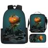 Mochila de Halloween Mais Vendida da Amazon, Conjunto de Três Peças Fantasma Abóbora, Mochila Escolar para Estudantes do Ensino Fundamental e Médio, Mochila Infantil, Bolsa de Ombro