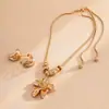 Collar Colgante de Flor Incrustada de Diamantes Transfronterizo Europeo y Americano, Cadena para Clavícula de Lujo Ligero y de Gama Alta, Collar Simple, Moderno y Versátil