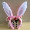 Diadema de conejo de peluche con lentejuelas y orejas largas, hebilla para la cabeza, pasador para el cabello, Día del Niño, Conejo de Pascua, accesorios de cosplay