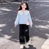 Conjunto de Dos Piezas para Niña 2026 Primavera y Otoño Sudadera Elegante de Manga Larga con Pantalones Casuales Estampado de Gato Conjunto de Moda