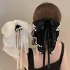 Pinza de Agarre con Cinta Estilo Francés Suave Elegante Pinza para el Pelo con Lazo Oversize 2025 Primavera Nuevo Pinza de Agarre para la Parte Posterior de la Cabeza de Mujer