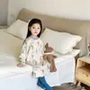Vestido de Noche de Manga Larga para Niñas de Primavera y Otoño, Algodón de Doble Cara, Dibujos Animados Lindos, Vestido Casual para el Hogar