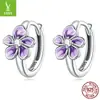 Fivela de brinco de flor fresca epóxi roxo Ziyun de prata brinco feminino nicho alto senso brincos de prata 925 SCE1435
