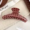 Pinza para el Cabello de Lunares Roja en Forma de Corazón Retro, Pinza Tiburón Simple Estilo Coreano de Alta Gama para Mujer, Accesorio para el Cabello en la Parte Posterior de la Cabeza