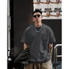 Camiseta de Bolsillo de Color Sólido Talla Grande para Hombre, Camisa Básica Versátil Simple de Manga Corta para Verano, Cuello Redondo, Holgada Moderna de Manga Media Estilo Japonés