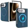 Adequado para capa de celular iPhone Duo, carregamento sem fio, MagSafe, suporte de carro, capa flip magnética, capa protetora dobrável de couro