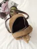Mochila Fofa de Pelúcia Ursinho Mini Bolsa Escolar Estudante Feminina Bolsa Transversal de Pelúcia Camurça Retrô Bolsa Pequena para Meninas