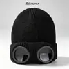 Novo Chapéu Cp Nervurado Óculos Outono e Inverno Chapéu de Tricô Homens e Mulheres Exterior Quente Casal Inverno Proteção Ocular Quente