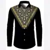 Camisa de Manga Larga Estilo Étnico Africano para Hombre Retro Dashiki Estampado Digital Cárdigan con Solapa Top Casual