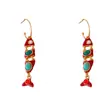 Brincos de Peixe com Gotejamento de Óleo Vintage para Mulheres, Tarraxas Únicas e Versáteis, Brincos Exagerados Retrô com Senso de Design, Estilo de Nicho