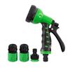 Pistola de agua para riego de jardín con 7 funciones y revestimiento verde, herramienta multiusos para lavado de autos doméstico