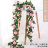 Enredadera de Flores Artificiales de Rosa Zarcillo Colgante de Pared Enroscada Cubierta Decorativa para Tubería de Agua de Aire Acondicionado Sala de Estar Techo Planta de Plástico