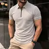 Camisa Polo de Verano para Hombre Manga Corta Malla Piqué Sensación de Hielo Transpirable Alta Elasticidad Cremallera Tallas Grandes Ropa Casual para Hombre