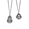 Pingente Vintage 999 Guanyin Maitreya Flor Seda Oca Auspicioso Estátua de Buda Colar com Pingente de Buda em Prata Esterlina para Homens e Mulheres