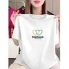 Camiseta de Manga Corta con Estampado de Moda de Marca Tendencia de Este Año para Mujer, Top Casual de Verano con Cuello Redondo, Talla Grande Adelgazante Ropa de Mamá