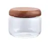 Frasco Transparente Estilo Japonés para Almacenamiento Madera de Acacia Redondo Nido de Pájaro Pequeño Frasco Redondo para Té Estilo Japonés Frutas Secas Snacks Granos Múltiples Vidrio