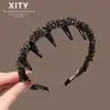 Diadema Negra de Cristal para Mujer, Diadema de Peine Antideslizante de Alta Gama, Nuevo Modelo 2026, Diseño de Corona Alta, Accesorio para el Cabello para Salir
