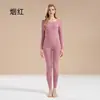 Conjunto de Algodón Puro para Mujer de Color Sólido Ropa de Otoño y Pantalones Capa Base Suéter 100% Algodón Chica Estudiante Ropa Interior Térmica Delgada Otoño e Invierno