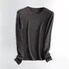 Camiseta de Base Meiyabi Proteína Essência Gola Redonda Manga Longa para Mulheres Outono e Inverno Novo Estilo Cor Lisa Moda Versátil Top