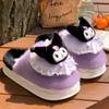 Chinelos de Algodão Kuromi para Mulheres 2026 Novo Outono e Inverno Internos Casa Quente Chinelos Peludos para Mulheres Inverno