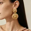 Pendientes de botón de doble capa con patrón de espiral étnico vintage transfronterizos, pendientes de cara pequeña de nicho, joyería de tachuela