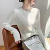 Suéter de tricô trançado com gola redonda feminino outono e inverno novo estilo manga longa slim fit base cinza tricô base camisa cor damasco