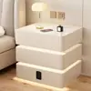 Mesita de Noche Flotante con Tres Cajones, Madera Maciza Simple, Carga Inalámbrica Moderna, Mesa de Noche Multifuncional Todo en Uno de Lujo Moderno para Dormitorio del Hogar