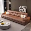 Sofá Lawrence en Cuero Garra de Gato, Diseño Moderno Sencillo para Salas Pequeñas y Grandes, Sofá Recto de Cuero Genuino de Lujo Ligero Italiano
