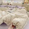 Novo Conjunto de Quatro Peças de Algodão Amassado Grau A, Gaze de Camada Dupla, Renda 100% Algodão, Estilo Lençol com Elástico, Dropshipping, Atacado, Transfronteiriço